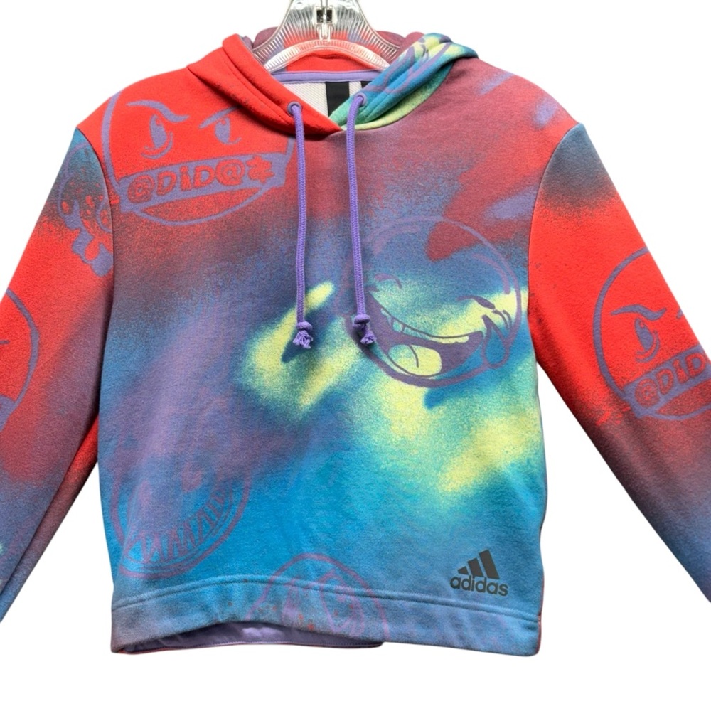 Adidas Big Mood Hero Women's Multicolor Print French Terry Hoodie Sz XS HI5851
